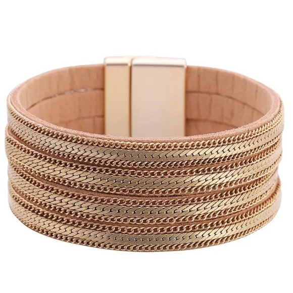 NEW Gold chain cuff bracelet - Picture 3 of 5